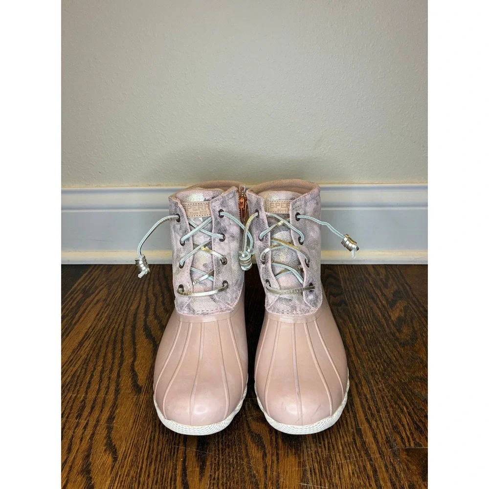 Women's Sperry Saltwater Metallic Camo Blush Boots‎ Water resistant Size 8
